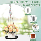 2-Pack Modern Boho Macrame Plant Hanger, 10/11 Inch Metal Hanging Planter Holder for Indoor and Outdoor Home Garden Decor, Black Hanging Plant Shelf for Window, Wall, and Ceiling. (Garden, 10/11)