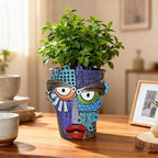 Abstract Face Planter Pots for Plants,Hand-Painted Colorful Flower Pots with Drainage,Indoor Outdoor Garden Decor Gift(Eclectic,Large)