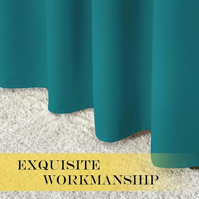 NICETOWN Blackout Sliding Glass Door Curtains, Room Darkening Thermal Insulated Curtains for Living Room Bedroom, Extra Wide Window Drapes, 1 Panel, W80 x L118, Peacock Teal