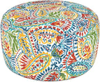 LVTXIII Indoor/Outdoor Extra Large Inflatable Ottoman Pouf D31 x H14 Inch, Round Footstool with Handle, Weather-Resistant Portable Furniture for Patio, Camping, Beach, Paisley Multi