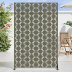 Casaphoria Metal Privacy Screen Outdoor, 72" H x 47" W Freestanding Decorative Privacy Screen for Patio Deck Balcony Garden with Stable Base, Grey-Square