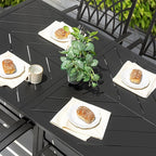 NUU GARDEN 6-Person Outdoor Dining Table, All Weather Patio Table with Umbrella Hole, Backyard Bistro Table, Black, 61x37x29 inches, 150 LBS Load Capacity