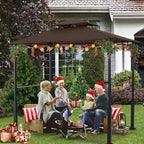 ABCCANOPY 8x5 Grill Gazebo - Outdoor BBQ Canopy Shelter with Led Light for Patio Backyard Grilling (Brown)