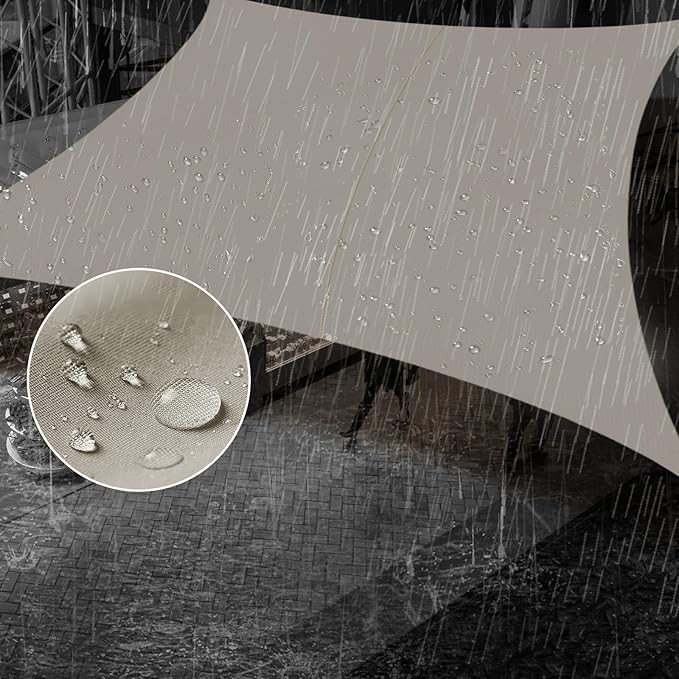 SUNNY GUARD Waterproof Sun Shade Sail 7' x 7' Taupe Rectangle UV Block Sunshade for Backyard Yard Deck Patio Garden Outdoor Activities and Facility(Customized)