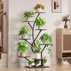 Plant Stand Indoor with Grow Lights - 8 Tiered Corner Plant Shelf Indoor, 50" Tall Lighted Plant Stand for Indoor Multiple Plants, Flower Stands Display Rack Holder for House, Patio, Black