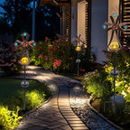 VCUTEKA Solar Garden Lights Cemetery Metal Flower Decor Colorful Solar Pathway Light with LED Cracked Crystal Ball Outdoor Decorative Stake for Patio Yard Lawn Garden Decor (Cross)
