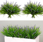 alyptus Artificial Flowers for Outdoors 24 Bundles Fake Monkey Grass Plants Outdoor Plastic Purple Flower Outside Green Leaf Decoration for Patio Pot Décor (24 Bundle Purple Flowers)