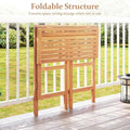 Bar Table for Patio, Foldable Acacia Wood with Slatted Top and Footrest