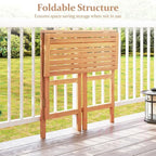 Bar Table for Patio, Foldable Acacia Wood with Slatted Top and Footrest