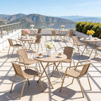 VINGLI PE Rattan Outdoor Dining Chairs Set of 4, Plastic Stackable Patio Chairs for Indoor, Porch, Restaurant, Garden,Champagne