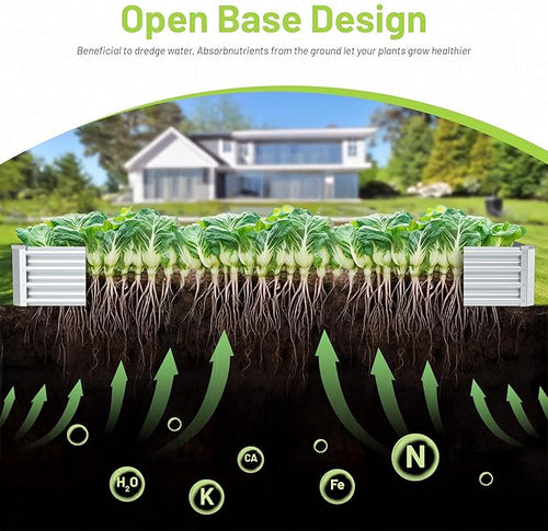 2PCS 8x4x1FT Galvanized Raised Garden Bed, Galvanized Planter Raised Garden Boxes Outdoor, Large Metal Raised Garden Beds for Vegetables-Silver