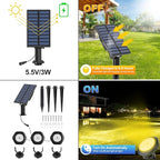 Solar Pond Lights,3000K Warm White LED Underwater Submersible Fountain Light,IP68 Waterproof Landscape Spotlights Lighting for Fish Aquarium Tank Garden Yard Pond Pool Decor(3-in-1)