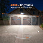 intelamp Solar Flood Lights Outdoor Waterproof, 20000mAh 4000LM Linkable Dual Motion Sensor Security Floodlight Exterior with Remote 16.4 FT Cable, 2-12H Dusk to Dawn Spots Lighting Outside