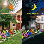 Solar Flower Lights Outdoor - Upgraded New Material Two Modes Realistic LED Solar Powered Waterproof Lights with 5 Roses, Solar Decorative Stake Lights for Garden (White, 1 Pack)
