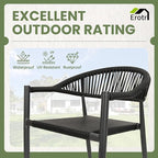 4 Pcs Stackable Patio Dining Chairs, Aluminum Rattan Outdoor Dining Chair with Arms, Woven Rope Garden Armchair Metal No Assembly for Bistro Balcony Porch Deck Yard Cafe Restaurant, Black