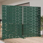 Casaphoria Metal Privacy Screen Outdoor, 72" H x 47" W Freestanding Decorative Privacy Screen for Patio Deck Balcony Garden with Stable Base, Drakgreen-Square