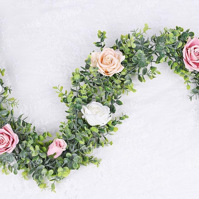 Grey Green Artificial Eucalyptus Garland, 6 Pack, 6 Ft Plastic Greenery