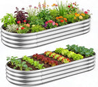 GADI Metal Raised Garden Bed 2Sets Galvanized Planter Box for Vegetables, Flowers, Herbs, and Succulents
