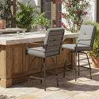 Patio Swivel Bar Stools Set of 2, Outdoor Bar Height Swivel Chairs with Cushions for Garden Balcony Backyard, Grey