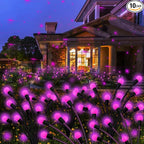 Kohlrabi Solar Garden Lights Outdoor, 10 Pack 80 LED Pink Firefly Lights Waterproof, Sway by Wind, Solar Wind Swaying Light for Yard Patio Backyard Garden Planter Flower Bed Pathway Decoration