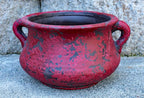 Egyptian Era Designed Earthen Ware Terra-Cotta Vessel/Planter with Looped Handles (Red)