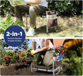 Workseat Garden Stool with Kneeling Pad and Tool Bag, Brown Metal Frame