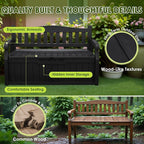 Greesum 80 Gallon Heavy-Duty Outdoor Storage Bench with Cushion, UV-Resistant Resin Bench with Armrest, Deck Box for Garden, Poolside, Patio, Black