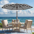 AreShark 7.5FT Patio Umbrella Table Market Umbrella with 6 Sturdy Ribs, Button Tilt/Crank, Heavy-Duty Outdoor Umbrellas for Pool, Deck, Garden and Backyard, Black & White Stripe