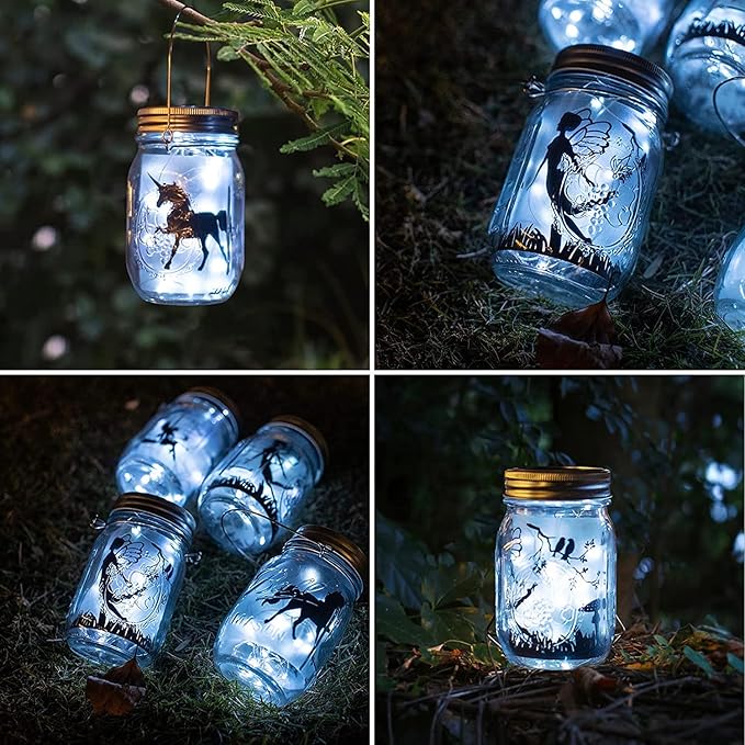 Solar String Lights for Mason Jar Lids, 8 Pack, Cold White Copper Wire