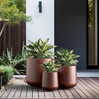 Kante 15.3"+11.6"+8.2" Dia Round Concrete Planter, Large Outdoor Indoor Planter Pots Containers with Drainage Holes and Rubber Plug for Home Garden Patio, Rusty