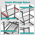 Storage Rack Black Alloy Steel Yard Tool Stand with Locking Wheels
