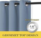 NICETOWN Bedroom Curtain Room Darkening Drapery 102 inches Length - Home Fashion Thermal Insulated Grommet Room Darkening Curtain for Living Room (Stone Blue, 1 Panel, 52 x 102 inches)