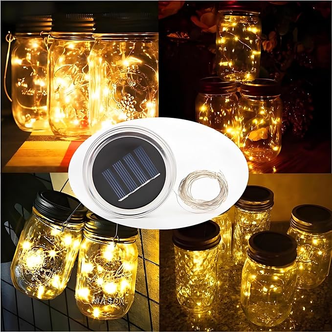 Solar String Lights for Mason Jars, 12 Pack, 30 LED Warm White