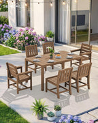 SERWALL Outdoor Expandable Dining Table 60" - 83", Patio Dining Table for 4-10 People, All Weather HDPE and Aluminum Outdoor Furniture for Backyard, Garden, Brown