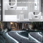 20ft COB Outdoor LED Strip IP67 Waterproof, 6500K Cold Whit DC24V Flexible LED Rope Strips with Remote & App Control Dimmable, DIY Lighting for Indoor, Outdoor, Bedroom, Garden, Patio