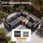 NICESOUL 11 Piece Modern Outdoor Furniture Sofa Set, Extra Large Size Wicker Patio Modular Sectionals, 29.3'' High Back All-Weather Conversations, Deep Wide Seats Sofa Couches for Backyard Deck, Grey