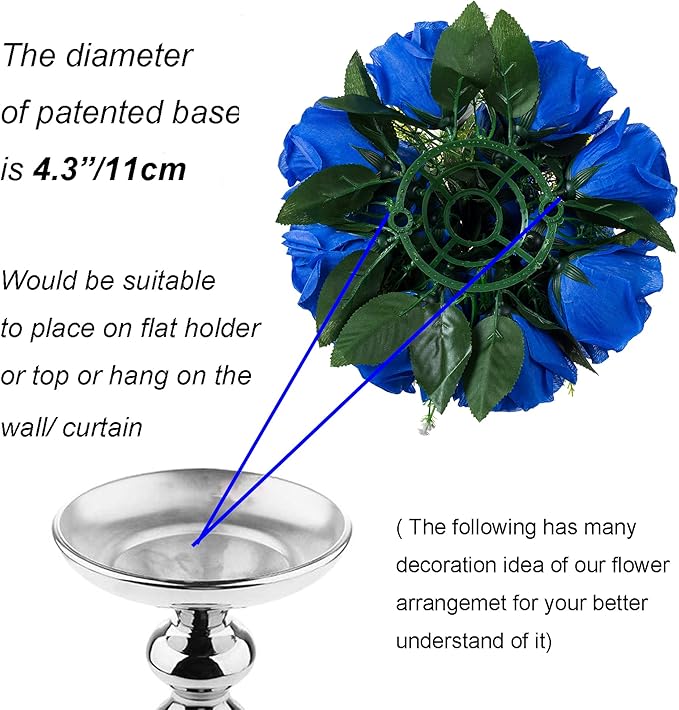 Artificial Flowers: Royal Blue Faux Silk Rose Balls with Zip Ties