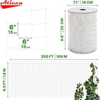 Trellis Netting 6.5 x 350 ft Heavy Duty Polyester Plant Support Netting White - 6 Inch Garden Rope Trellis on Roll - Mesh Twine for Growing Vine Climbing Plants, Flowers, Peas, and Tomatoes.