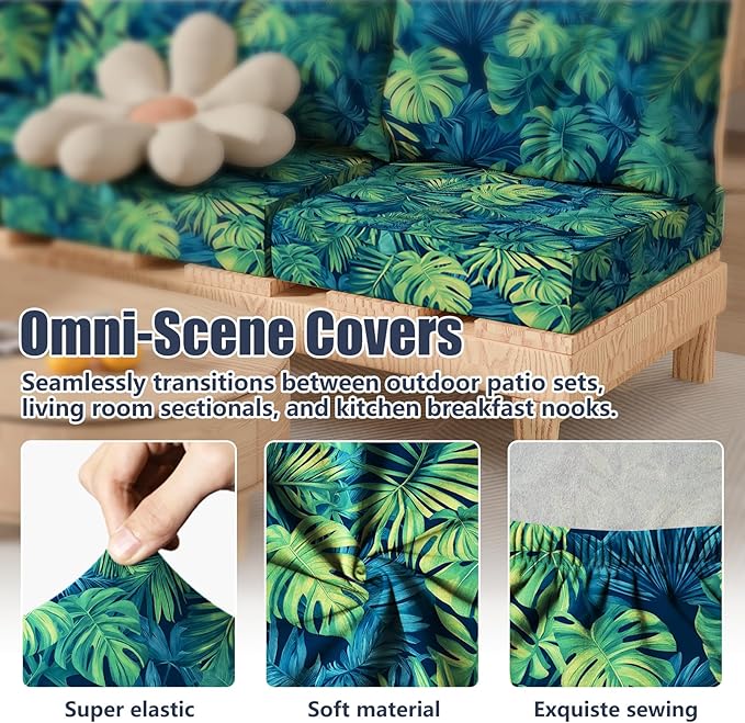 Cushion Covers 8 Pack Stretch Fit Rainforest Washable 95% Polyester Blend