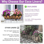 Riare 4 Pack 30 Inch Rectangle Coconut Liners for Planters, Natural Coconut Fiber Planter Liners, Window Box Liner Trough Coco Liner for Outdoor Flower, Garden Wall, Deck & Fence Planter Boxes