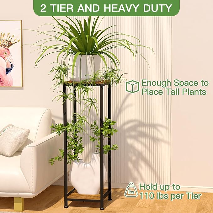 Plant Stand Indoor, 41'' Extra Tall Wood Plant Stands Heavy Duty Pedestal Stand for Indoor Outdoor, Modern Corner Flower Stand for Patio, Living Room, Balcony