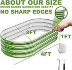 4x2x1ft-2pcs-Oval Raised Garden Bed Kit, Galvanized Planter Garden Boxes Outdoor, Metal Raised Garden Beds for Vegetables,Fruits, Flower,Green