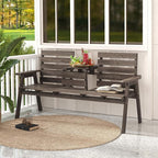Tangkula Outdoor Fir Wood Bench with Foldable Middle Table, 2-3 Person Garden Bench with Backrest and Armrests, 710 lbs Weight Capacity, Slatted Seat Bench for Porch, Patio, Backyard