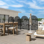 Casaphoria 72" H x 47" W Arched Metal Privacy Screen - Elegant Freestanding Outdoor Screen for Deck, Patio & Balcony - Versatile Decorative Privacy Panels for Home & Garden Use，Black-Shine