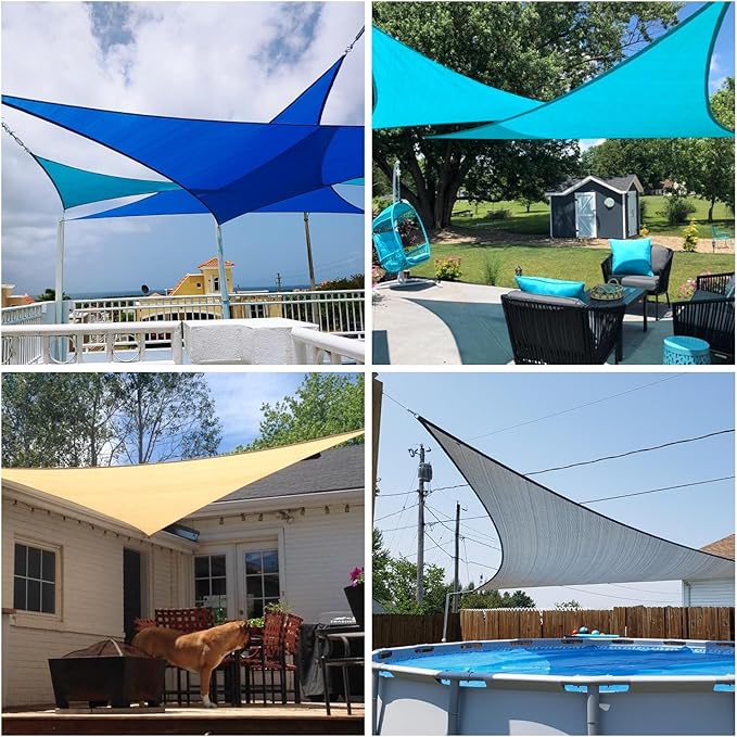 Patio Paradise 23' x 23' x 23' Sun Shade Sail Triangle Canopy Shade Cloth Fabric Sunlight Block Patio Pergola Cover HDPE Deck Awning for Outdoor Backyard Roof Shading, Brown