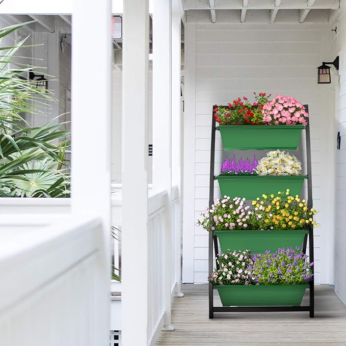 Outland Living 4-Ft Raised Garden Bed - Vertical Garden Freestanding Elevated Planters 4 Container Boxes - Good for Patio Balcony Indoor Outdoor - Perfect to Grow Vegetables Herbs Flowers