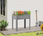 SoliWood Set of 2 Raised Garden Bed with Legs, 31x16x31'', Outdoor Wood Elevated Planter Box, Grey Cedar, Thick Legs, w/Liner