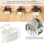 Beautiful Hanging Flower Pots for Outside Railing Or Fence - Stylish Set of 3 Outdoor Planters For Any Balcony, Porch or Deck - Window Planter Boxes Are Perfect to Grow Fresh Herbs & Flowers at Home