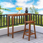 VINGLI Wooden Outdoor Bar Table, Wood Patio Counter Height Table, Weather-Resistant Patio Pub Table for Garden, Balcony, Poolside, Backyard, Indoor Use (Brown, 45")
