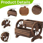Wooden Wagon Planter Wooden Flower Cart with Wheels Outdoor Garden Planter, Decor Planter for Patio Balcony Decoration Succulent Flower Pot for Indoor Backyard Balcon planters (Carbonized)